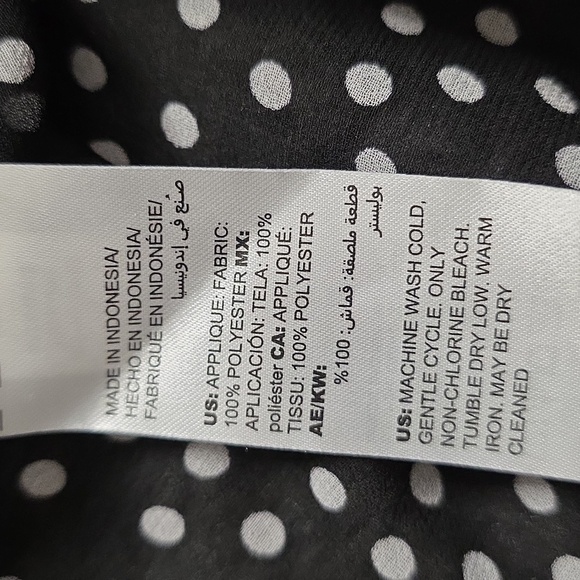 NWT Chico’s Size 3 /XL Black & White Polka Dot Bishop Sleeve Top Blouse Women’s - Picture 10 of 12